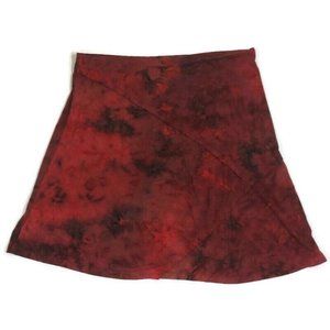 Colors Artwear Women's Tie Dye Mini Skirt Artsy Red Orange 34" Waist Size 3 Boho